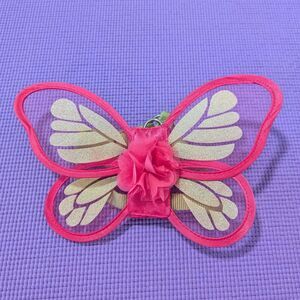 Pink and Gold Sparkle Butterfly Green Dog Harness Size XS/S